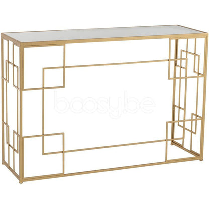 livinglovely.nl - Console Lijnen Metaal/Glas Goud - Sidetable - J-Line - livinglovely.nl