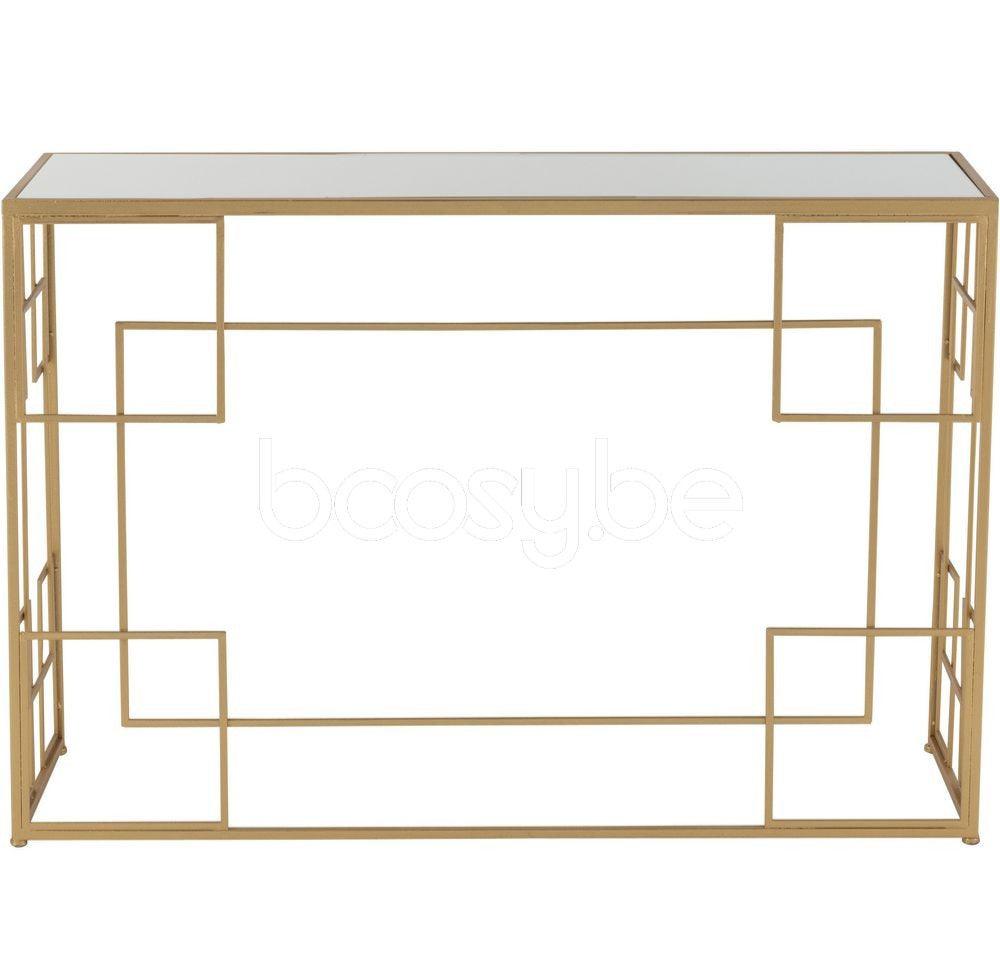 livinglovely.nl - Console Lijnen Metaal/Glas Goud - Sidetable - J-Line - livinglovely.nl