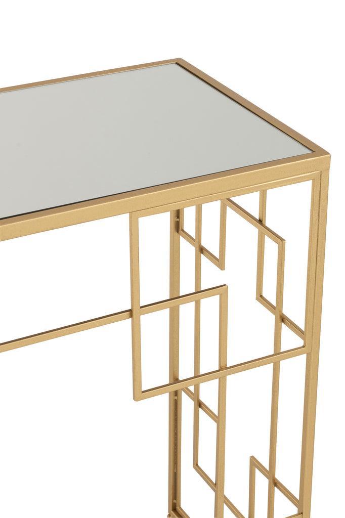 livinglovely.nl - Console Lijnen Metaal/Glas Goud - Sidetable - J-Line - livinglovely.nl