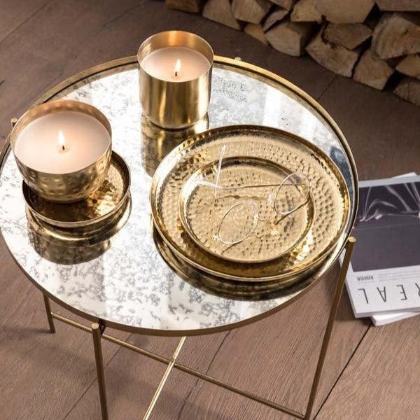 livinglovely.nl - Cup with Candle Metal Gold Ø11x5.5cm - Kaarshouder - VT-wonen - livinglovely.nl