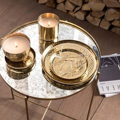 livinglovely.nl - Cup with Candle Metal Gold Ø9x9cm - Kaarshouder - VT-wonen - livinglovely.nl