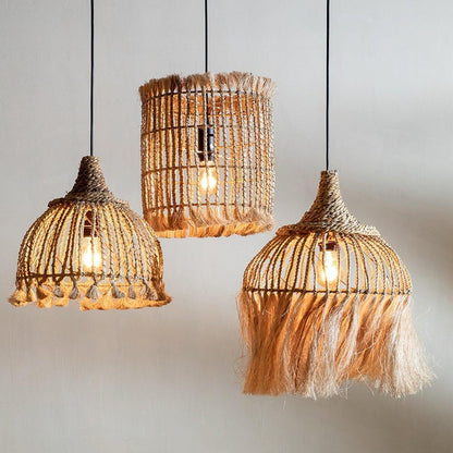 livinglovely.nl - De Abaca Tassel Hanglamp - Naturel - S - Hanglamp - Bazar Bizar - livinglovely.nl