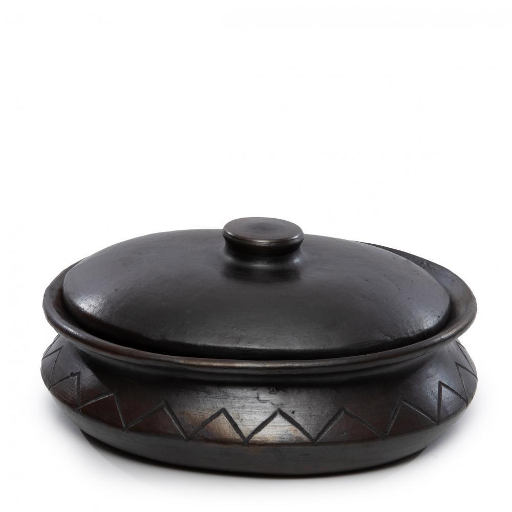 livinglovely.nl - De Burned Ovale Pot Met Patroon - Zwart - Chatti - Bazar Bizar - livinglovely.nl