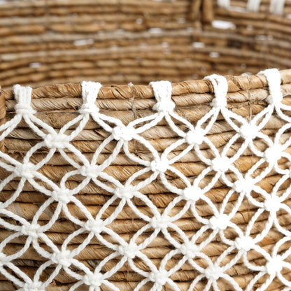 livinglovely.nl - De Cross Stitched Macramé Mand - Naturel Wit - M - Mand - Bazar Bizar - livinglovely.nl