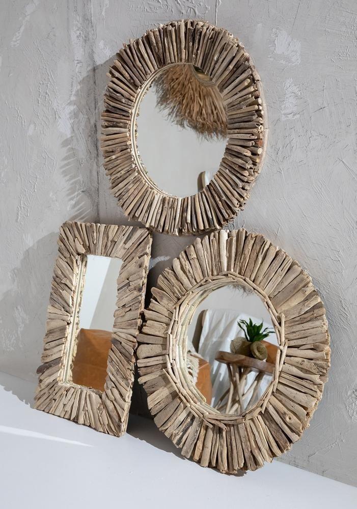 livinglovely.nl - De Driftwood Halo Spiegel - Naturel - M 60x60cm - Spiegel - Bazar Bizar - livinglovely.nl