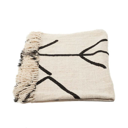 livinglovely.nl - De Evil Eye Bedsprei - Naturel Zwart - Plaid - Bazar Bizar - livinglovely.nl