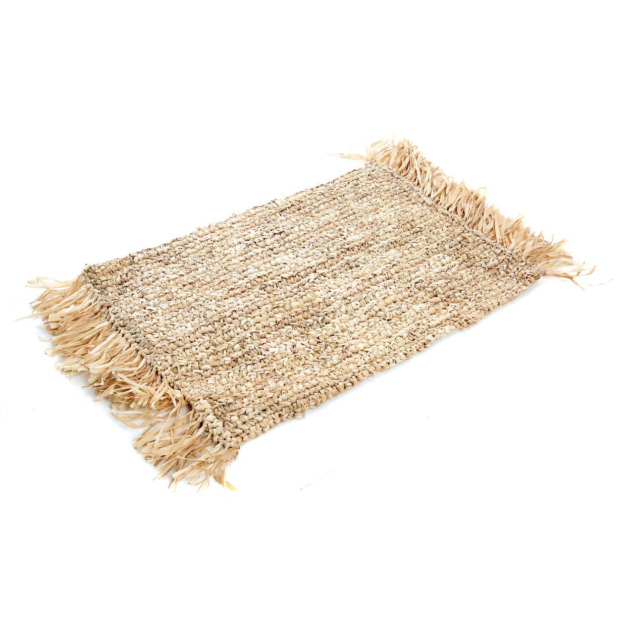 livinglovely.nl - De Fringe Raffia Placemat Rechthoekig - Naturel - Placemat - Bazar Bizar - livinglovely.nl