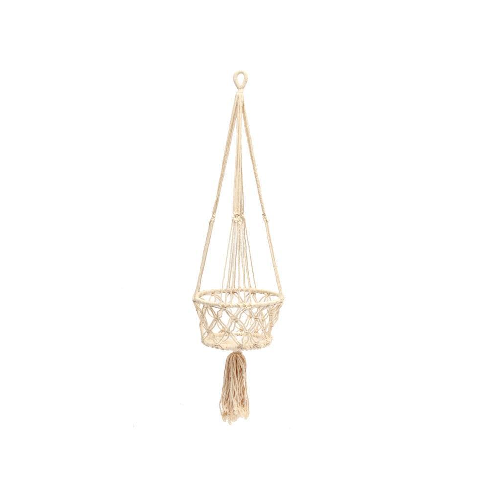 livinglovely.nl - De Macramé Plantenhanger - Wit - M - Vaas - Bazar Bizar - livinglovely.nl