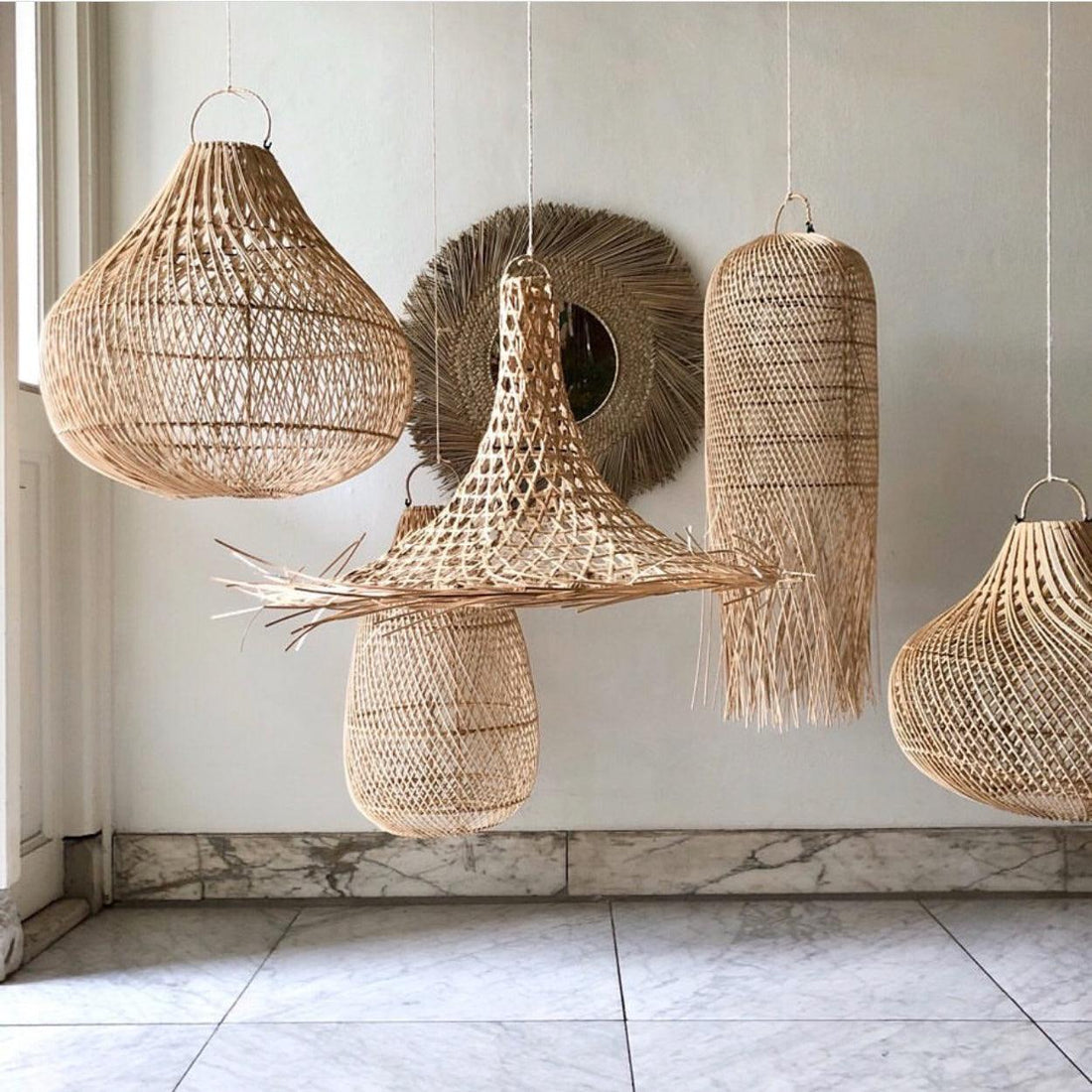 livinglovely.nl - De Mykonos Hanglamp - Naturel - M - Hanglamp - Bazar Bizar - livinglovely.nl