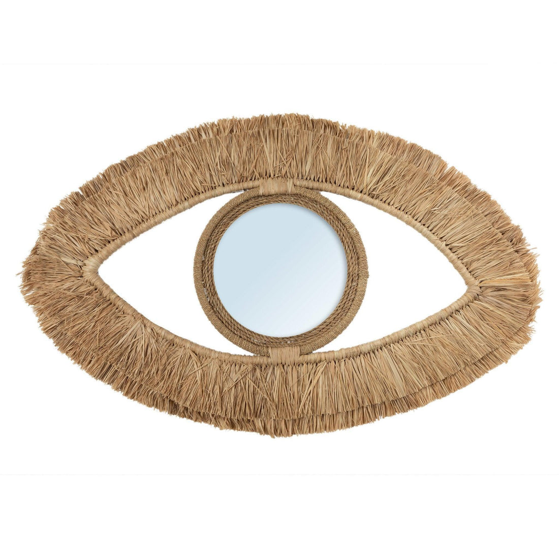 livinglovely.nl - De Raffia Eye Spiegel - Naturel - M 70x40cm - Spiegel - Bazar Bizar - livinglovely.nl