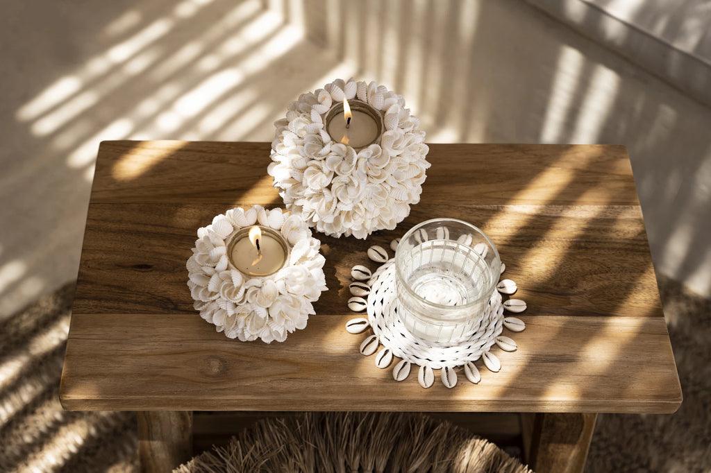 livinglovely.nl - De Seagrass Shell Onderzetter - Wit - Onderzetter - Bazar Bizar - livinglovely.nl