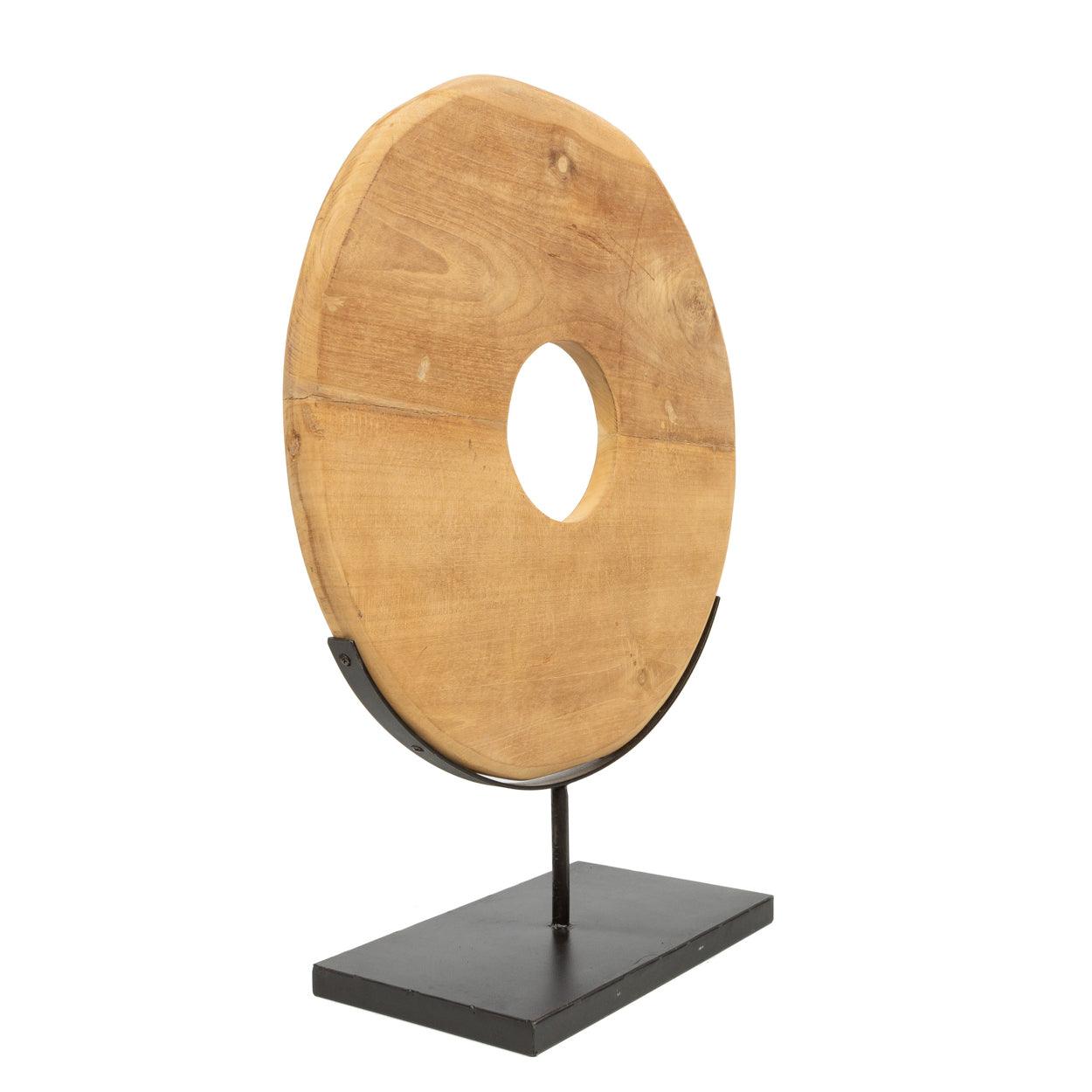 livinglovely.nl - De Teak Disc op Stand - L - Ornament - Bazar Bizar - livinglovely.nl