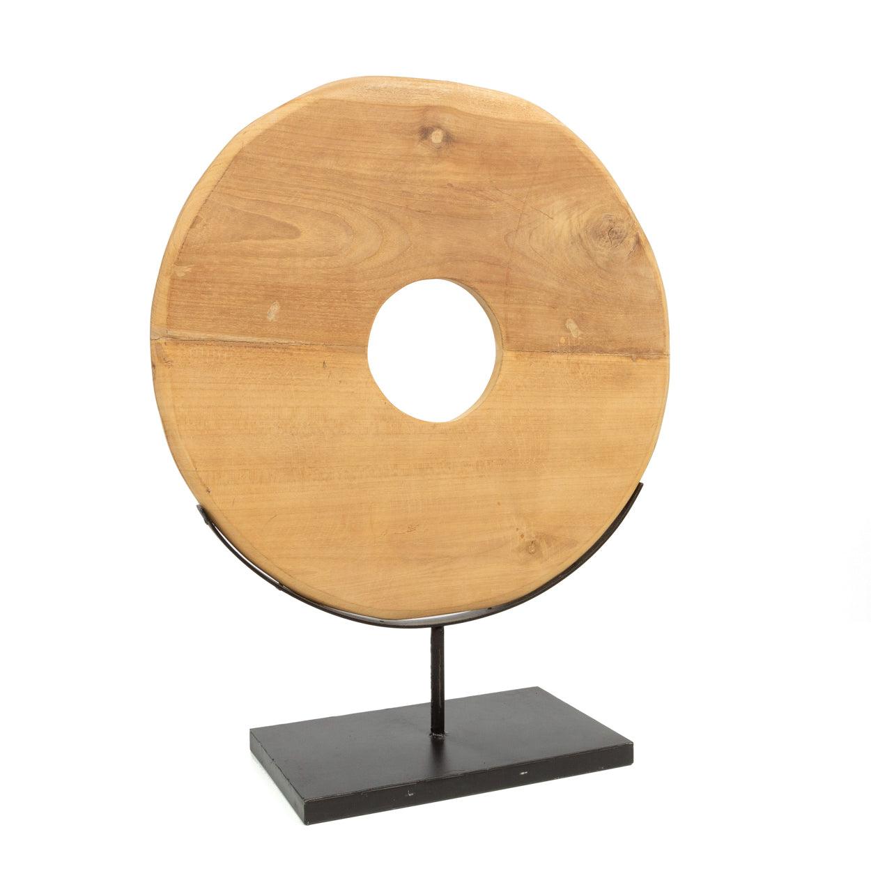 livinglovely.nl - De Teak Disc op Stand - L - Ornament - Bazar Bizar - livinglovely.nl