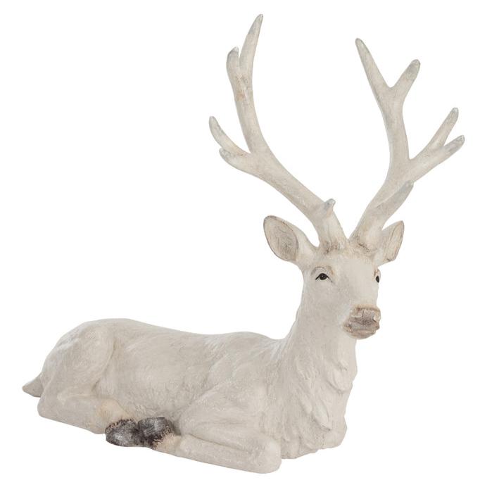 livinglovely.nl - Deer Lying Magnesia White - Beeld - J-Line - livinglovely.nl