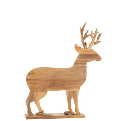 livinglovely.nl - Deer Wood Natural Small - Beeld - J-Line - livinglovely.nl