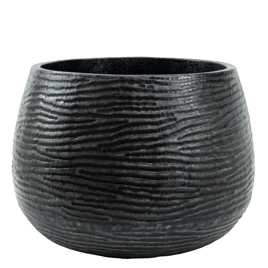 livinglovely.nl - Delida Black brush alu sheet big pot round Set van 3 PTMD - Pot - PTMD - livinglovely.nl