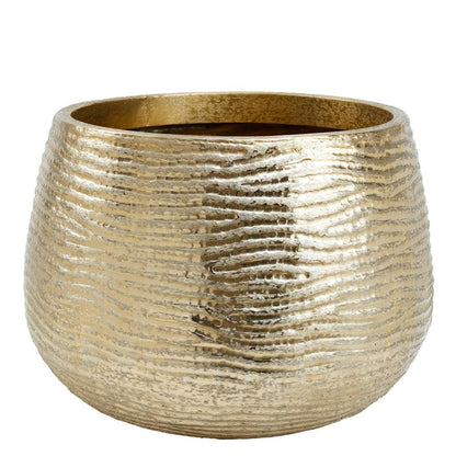 livinglovely.nl - Delida Ronde Bloempot - H50 x Ø64 - Set van 3 - Aluminium - Goud PTMD - Pot - PTMD - livinglovely.nl