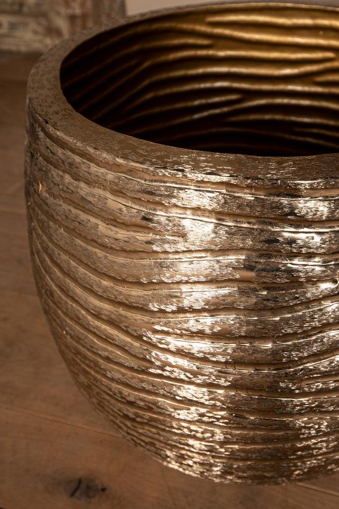 livinglovely.nl - Delida Ronde Bloempot - H50 x Ø64 - Set van 3 - Aluminium - Goud PTMD - Pot - PTMD - livinglovely.nl