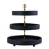 livinglovely.nl - Donal Black mango wood etagiar with 3 levels round PTMD - Keukenaccessoire - PTMD - livinglovely.nl