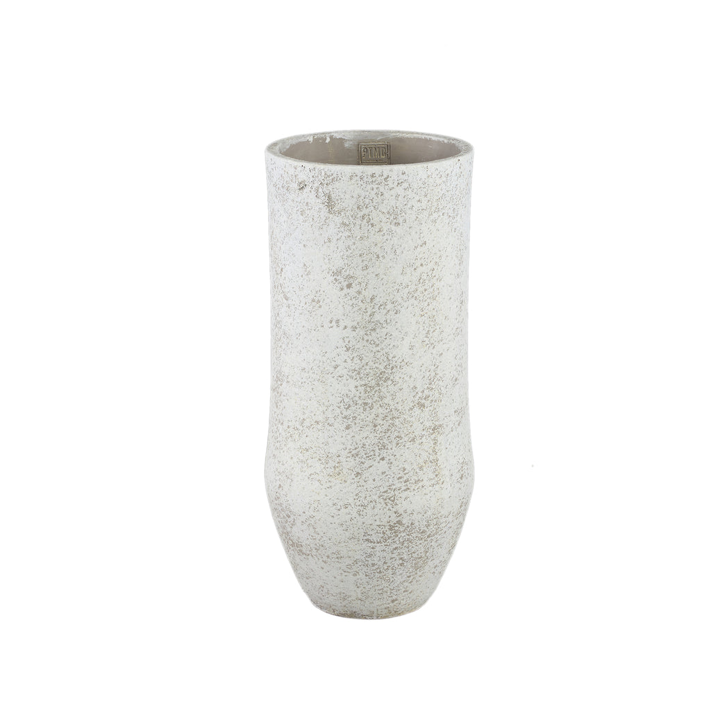 livinglovely.nl - Dorin White cement minimal high round pot M PTMD - Pot - PTMD - livinglovely.nl