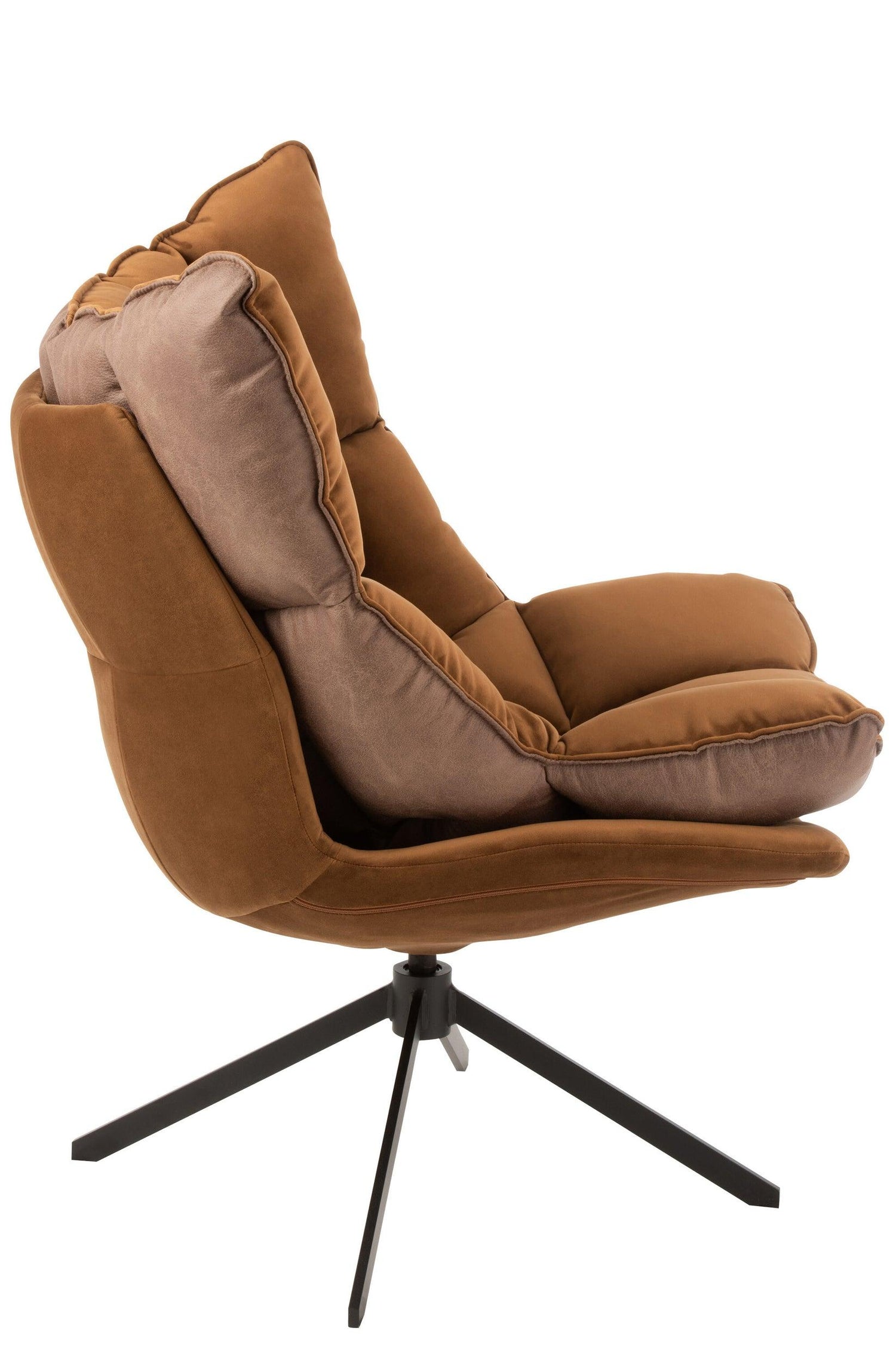 livinglovely.nl - Draai Stoel Relax Kussen Op Frame Textiel/Metaal Roest Bruin - Fauteuil - J-Line - livinglovely.nl