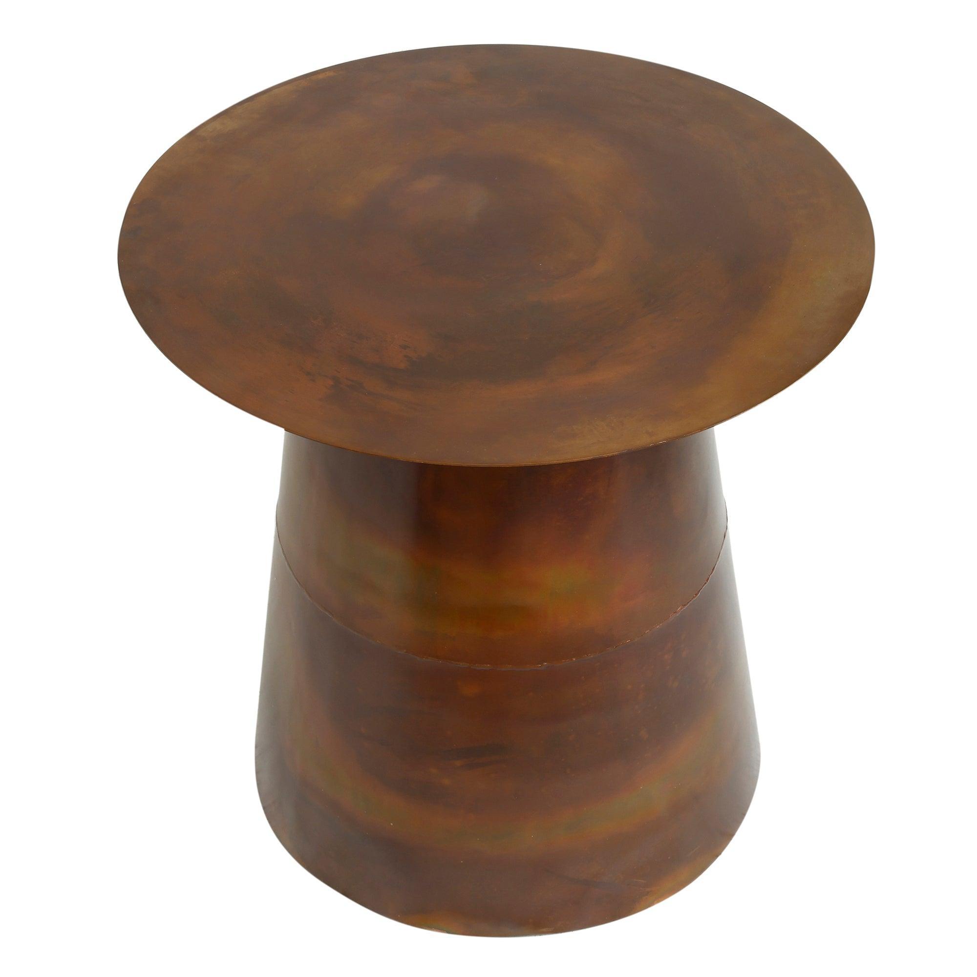 livinglovely.nl - Edson Copper Iron Side Table Round Cone Food Set van 2 PTMD - Bijzettafel - PTMD - livinglovely.nl