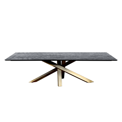 livinglovely.nl - Eettafel Alore Black on Gold Rectangle PTMD - 280 cm - Eetkamertafel - PTMD - livinglovely.nl