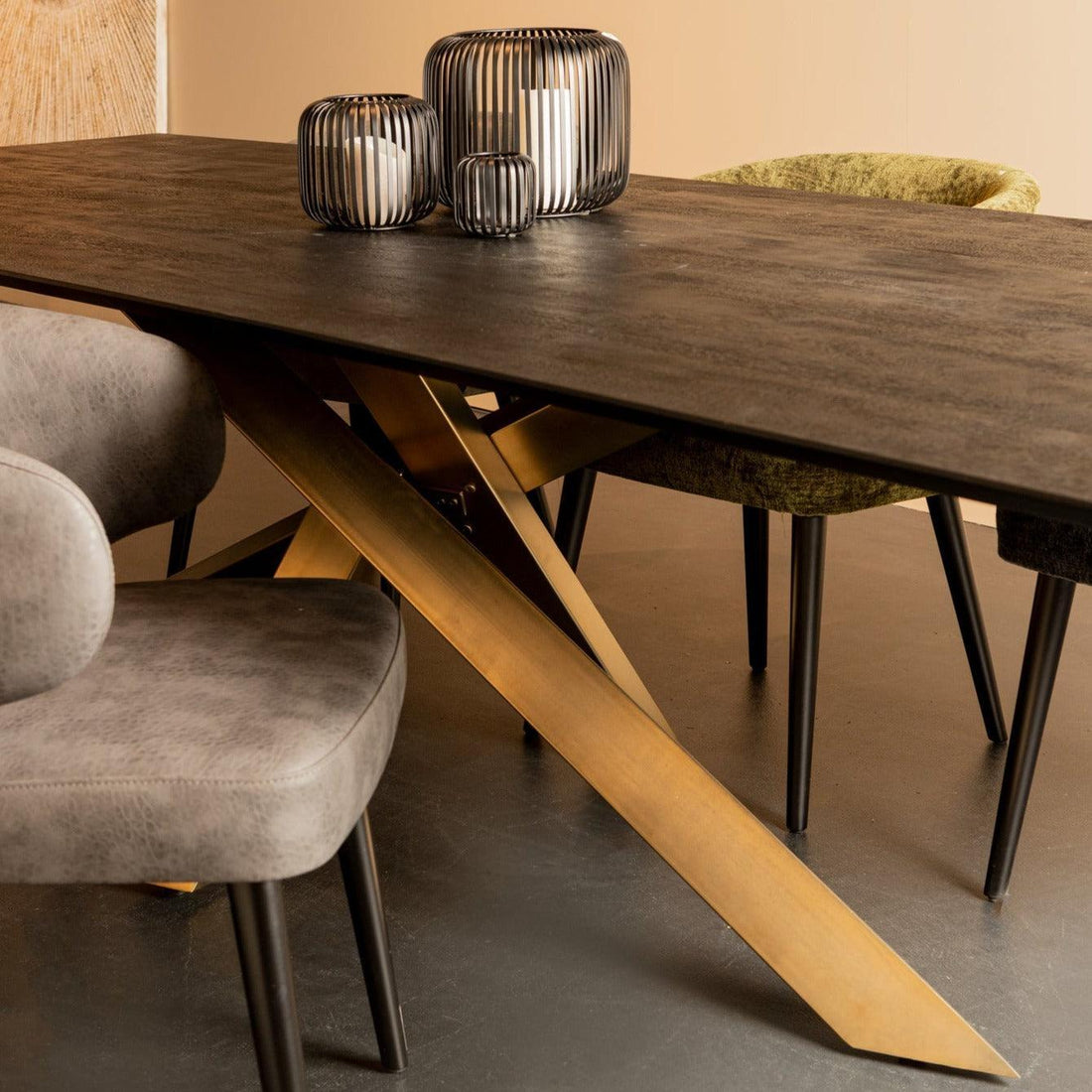 livinglovely.nl - Eettafel Alore Black on Gold Rectangle PTMD - 280 cm - Eetkamertafel - PTMD - livinglovely.nl