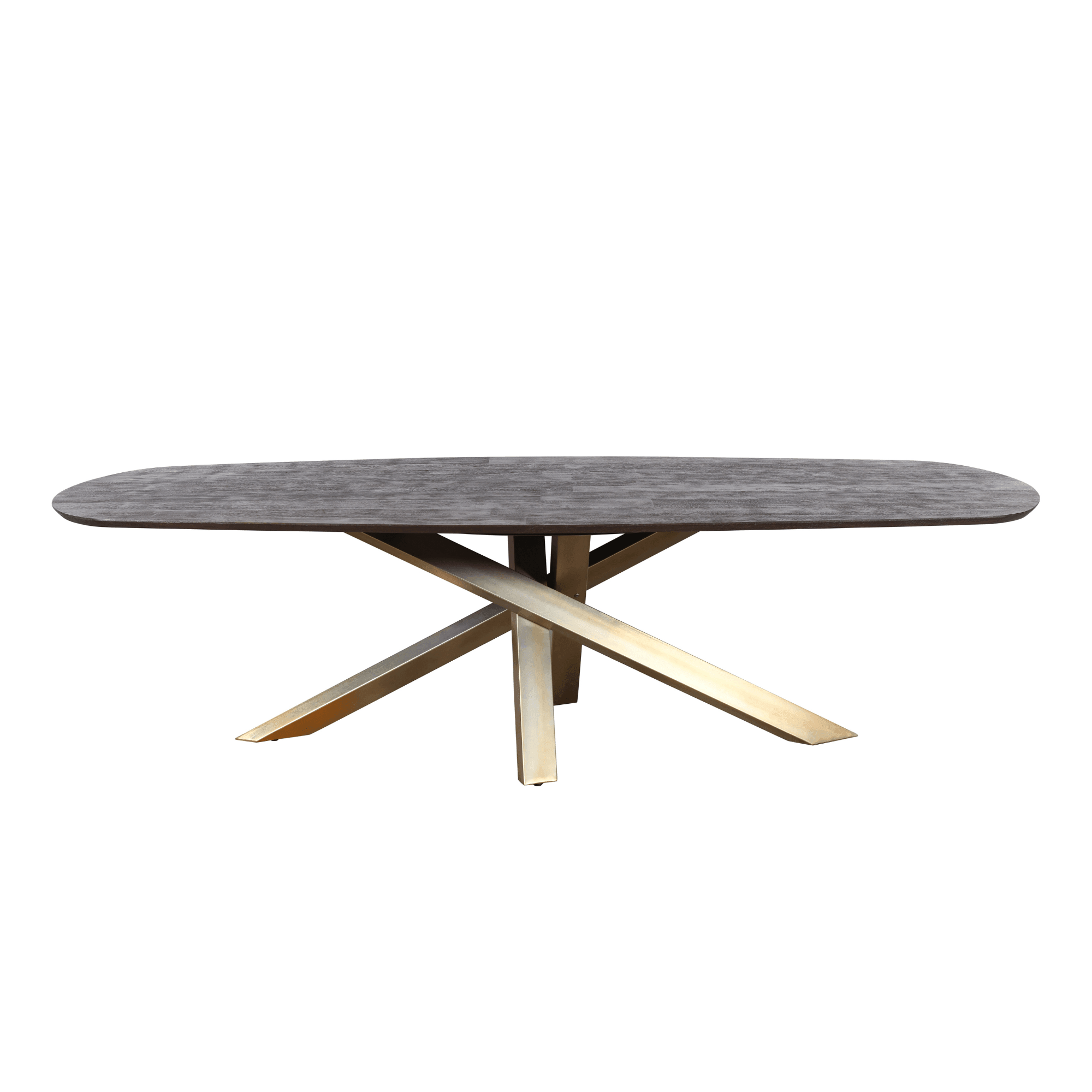 livinglovely.nl - Eettafel Alore Brown on Gold Oval PTMD - 280 cm - Eetkamertafel - PTMD - livinglovely.nl