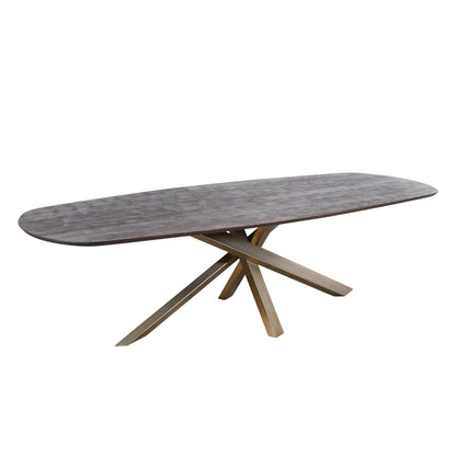 livinglovely.nl - Eettafel Alore Brown on Gold Oval PTMD - 280 cm - Eetkamertafel - PTMD - livinglovely.nl