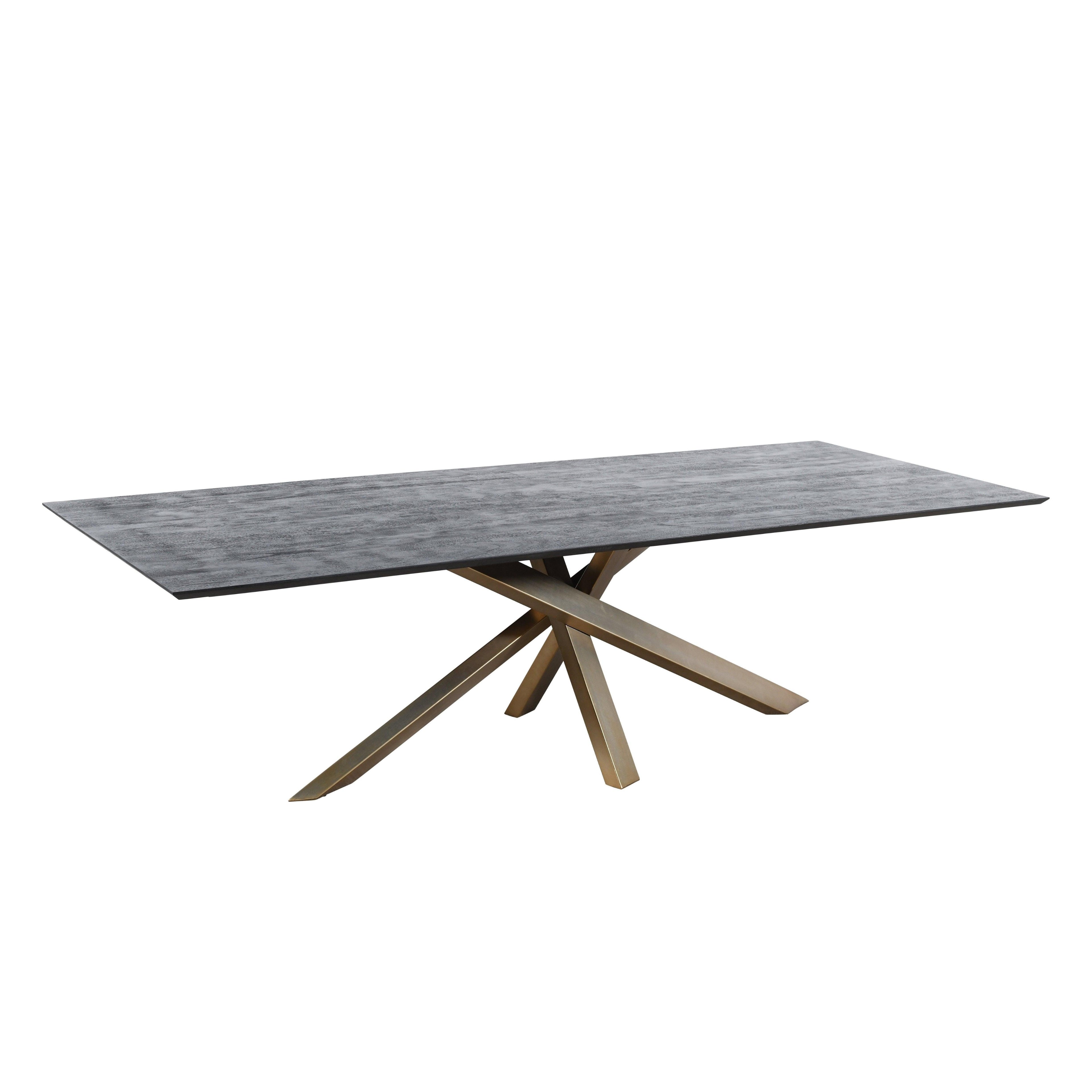 livinglovely.nl - Eettafel Alore Brown on Gold Rectangle PTMD - 280 cm - Eetkamertafel - PTMD - livinglovely.nl