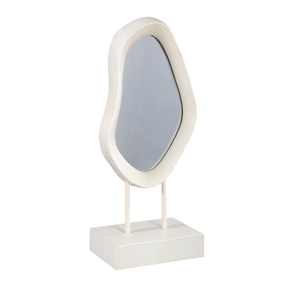 livinglovely.nl - Eilish White poly organic mirror on mdf base high PTMD - Spiegel - PTMD - livinglovely.nl