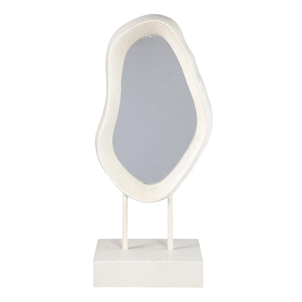 livinglovely.nl - Eilish White poly organic mirror on mdf base high PTMD - Spiegel - PTMD - livinglovely.nl