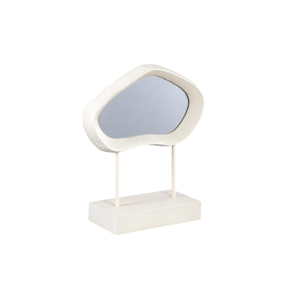 livinglovely.nl - Eilish White poly organic mirror on mdf base low PTMD - Spiegel - PTMD - livinglovely.nl