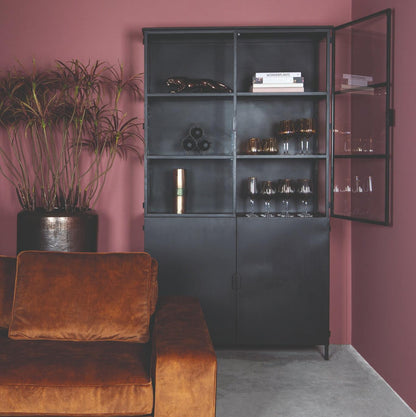 livinglovely.nl - Elina Glass Cabinet Iron Frame 2 Doors PTMD - Vitrinekast - PTMD - livinglovely.nl