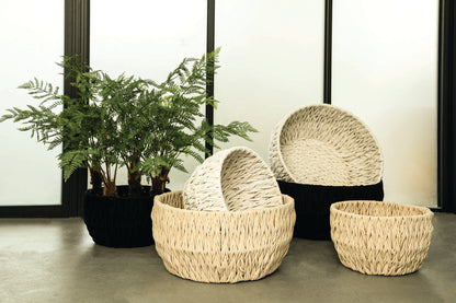 livinglovely.nl - Elliot Beige linen rope round basket wide Set van 2 PTMD - Mand - PTMD - livinglovely.nl