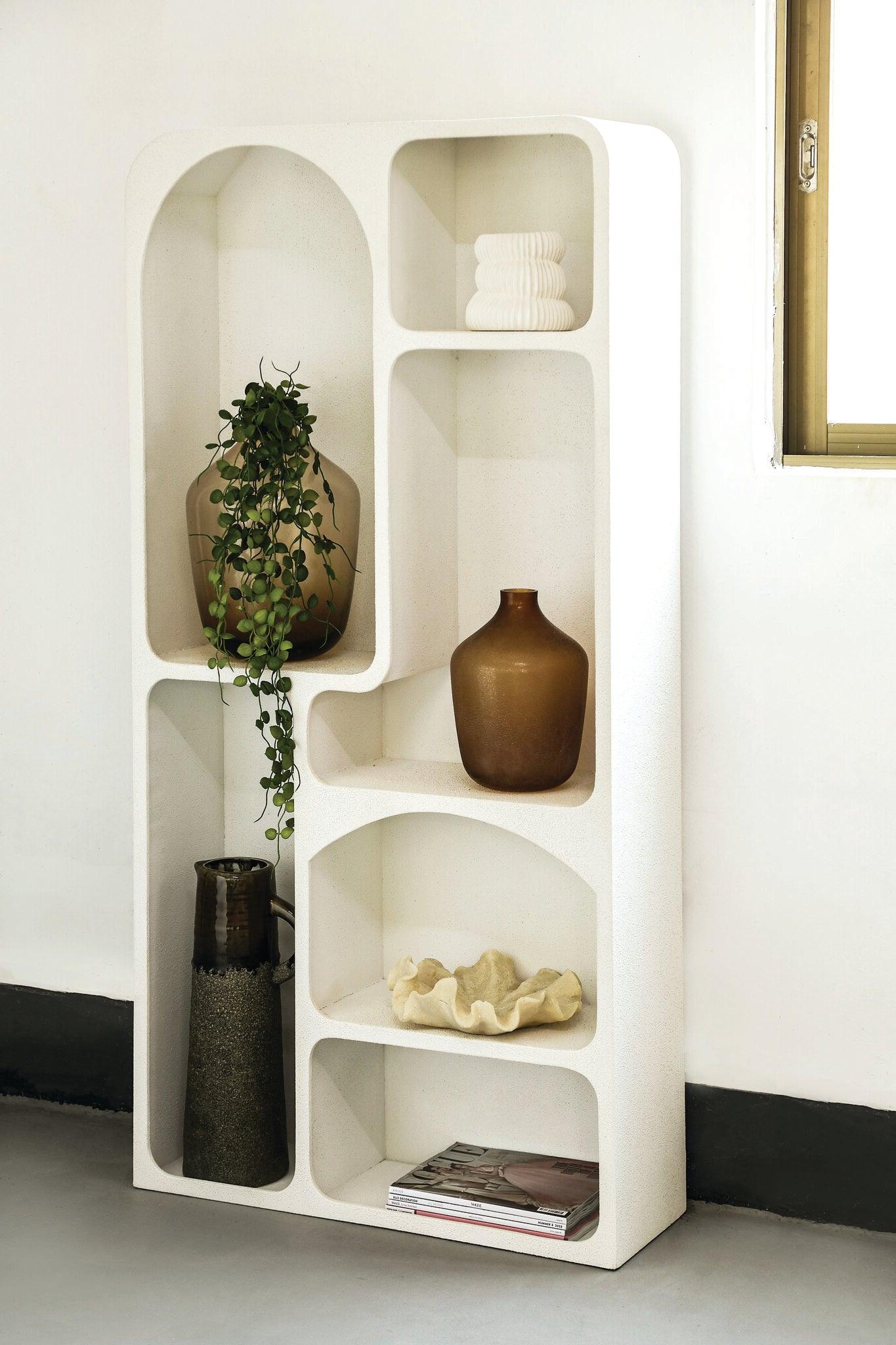 livinglovely.nl - Emmelie White MDF rough organic shape cabinet high 80x26x160 PTMD - Wandkast - PTMD - livinglovely.nl