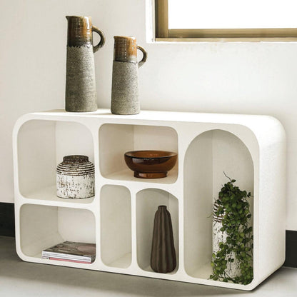 livinglovely.nl - Emmelie White MDF rough organic shape cabinet low - Wandkast - PTMD - livinglovely.nl