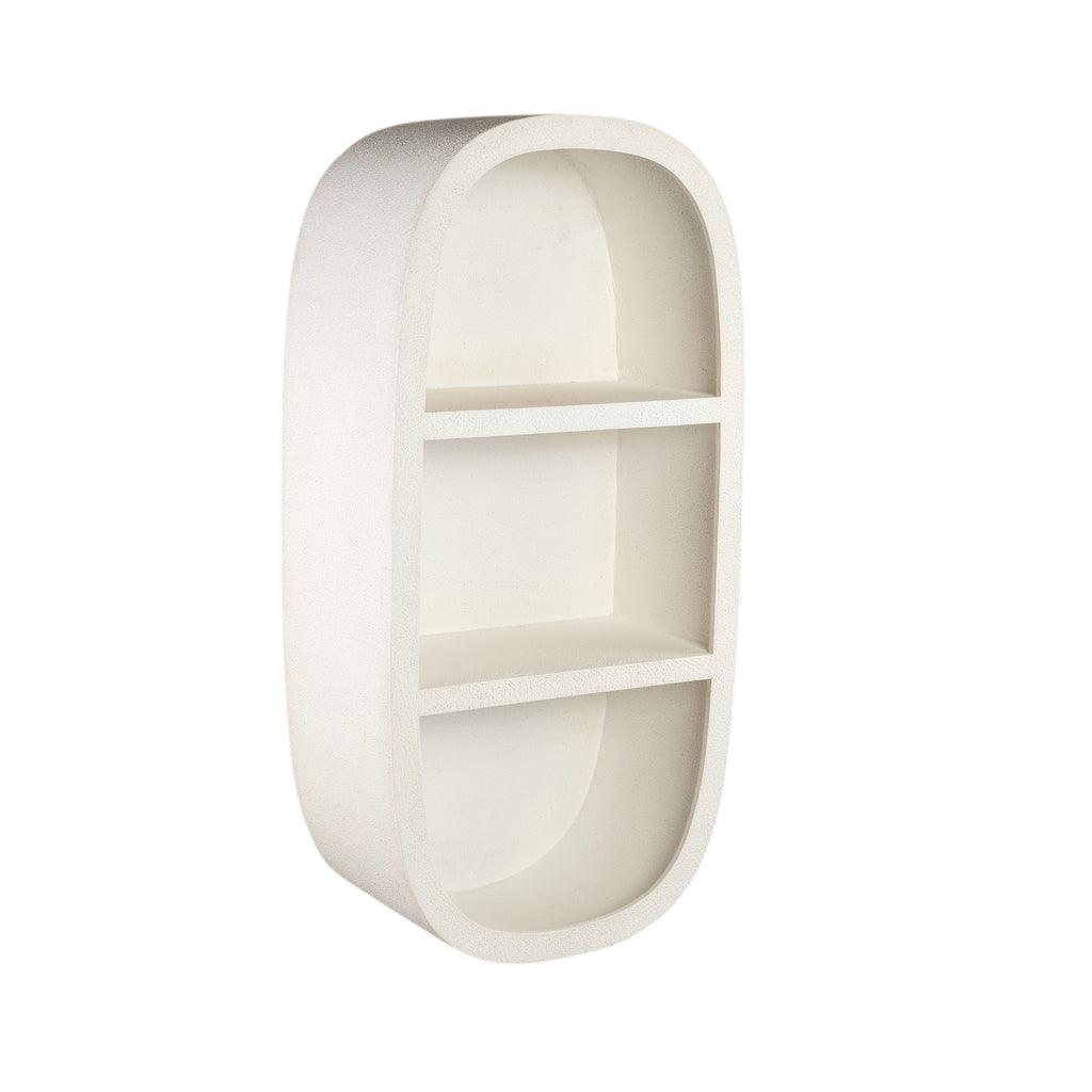 livinglovely.nl - Emmelie White MDF rough oval wall rack high PTMD - Wandrek - PTMD - livinglovely.nl