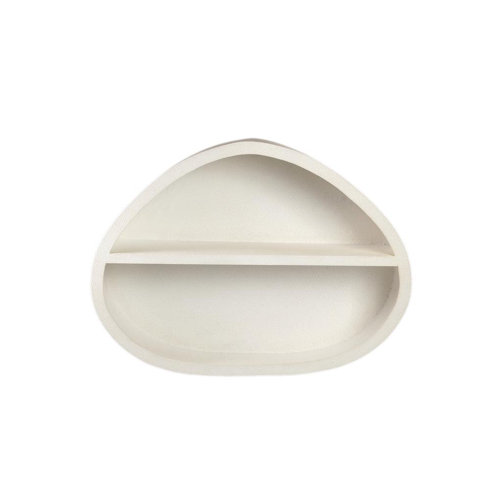 livinglovely.nl - Emmelie White MDF rough oval wall rack low PTMD - Wandrek - PTMD - livinglovely.nl