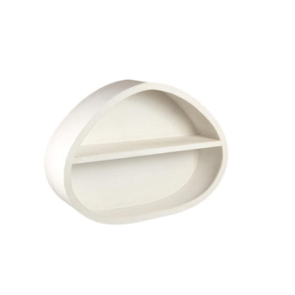 livinglovely.nl - Emmelie White MDF rough oval wall rack low PTMD - Wandrek - PTMD - livinglovely.nl