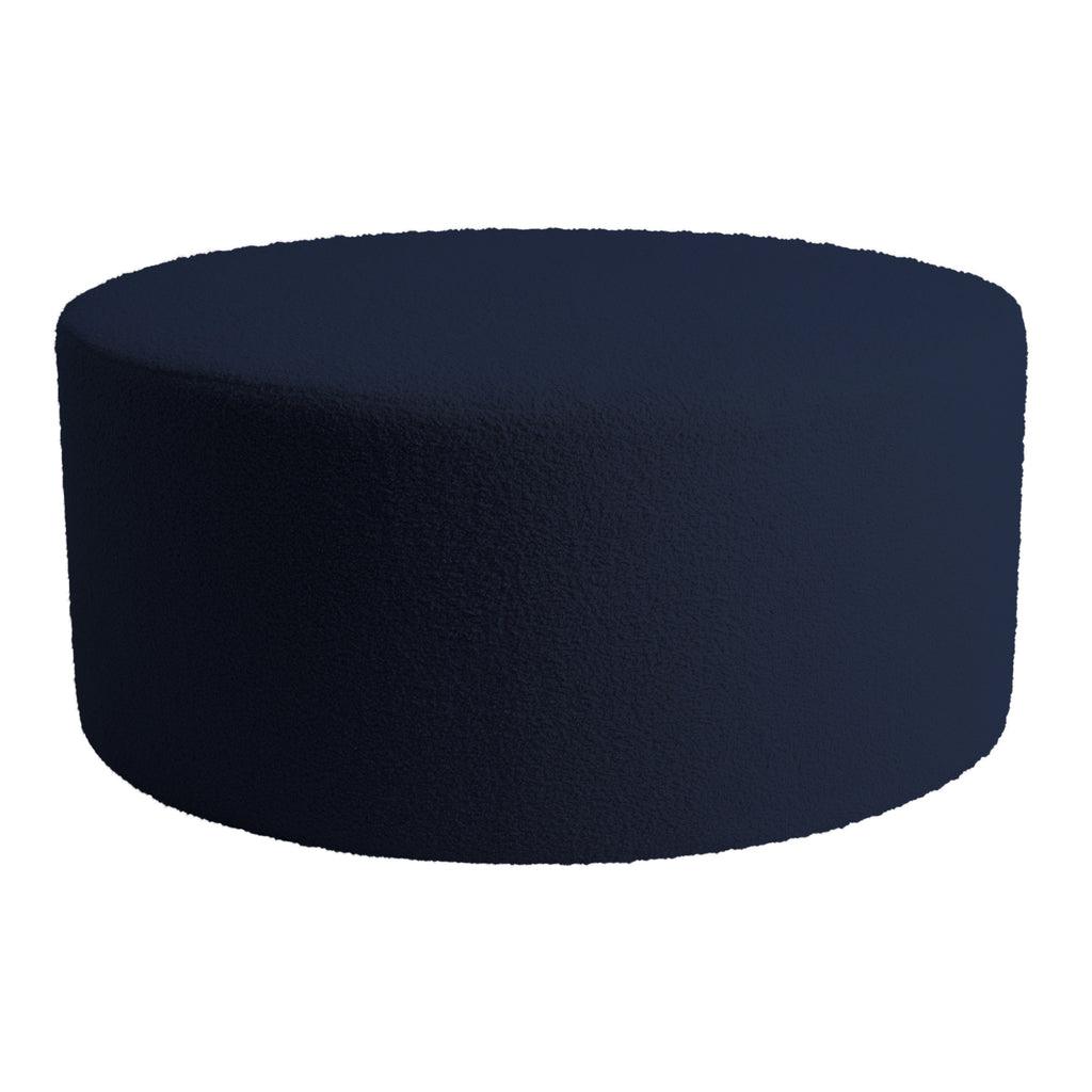 livinglovely.nl - Evie Teddy Black Blue round pouf PTMD - Poef - PTMD - livinglovely.nl