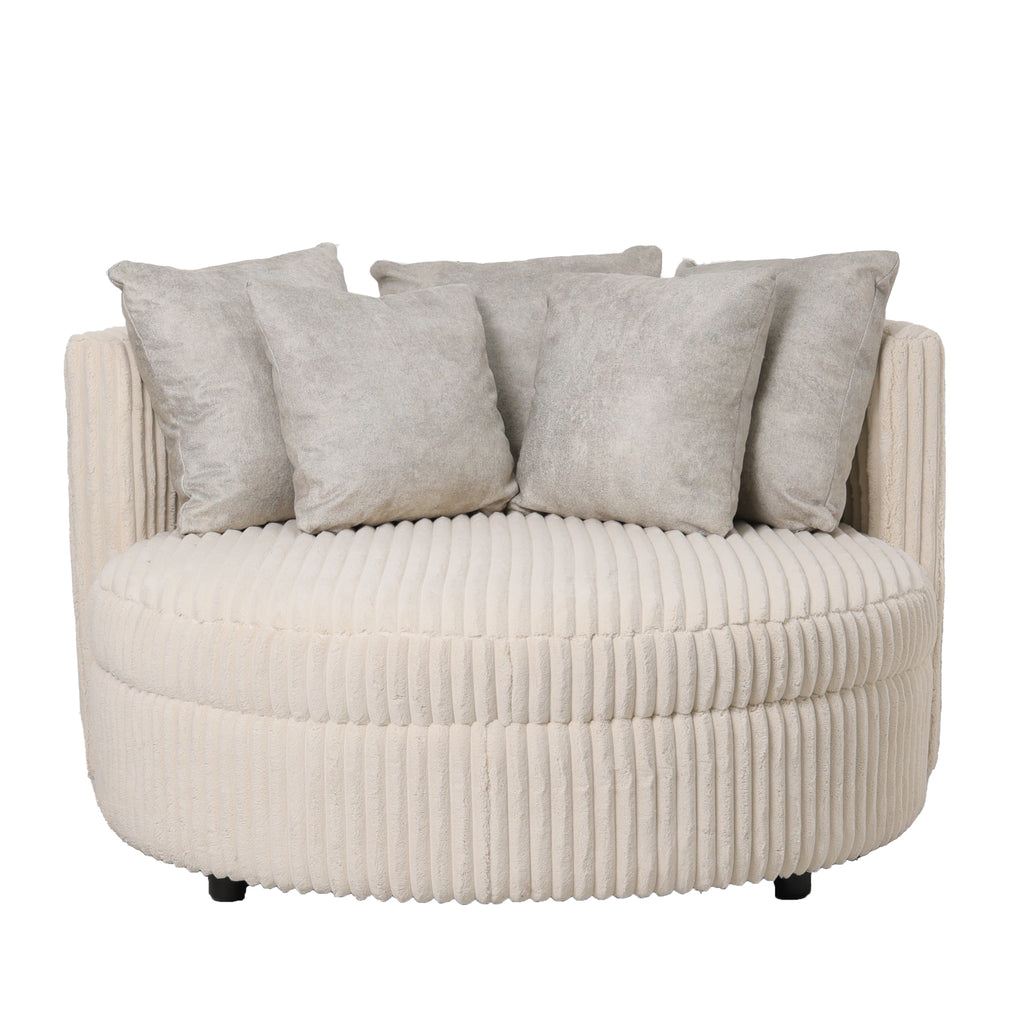 livinglovely.nl - Fayen Fauteuil - Ø121x68cm - Cream - Taupe PTMD - Fauteuil - PTMD - livinglovely.nl