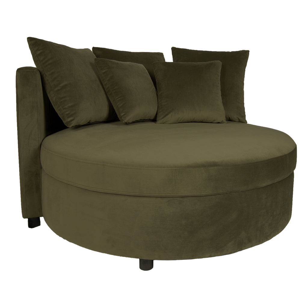 livinglovely.nl - Fayen Fauteuil - Ø121x68cm - Velvet - Groen PTMD - Fauteuil - PTMD - livinglovely.nl