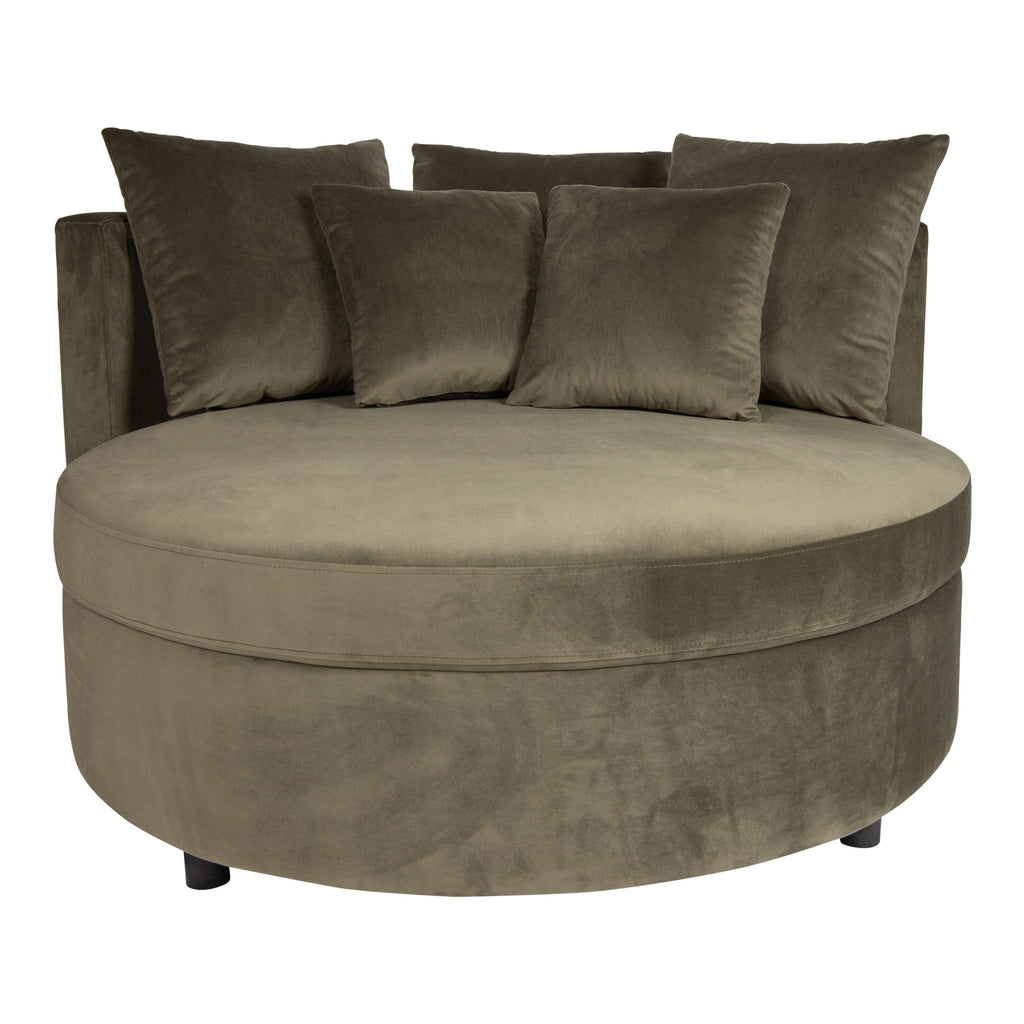 livinglovely.nl - Fayen Fauteuil - Ø121x68cm - Velvet - Groen PTMD - Fauteuil - PTMD - livinglovely.nl