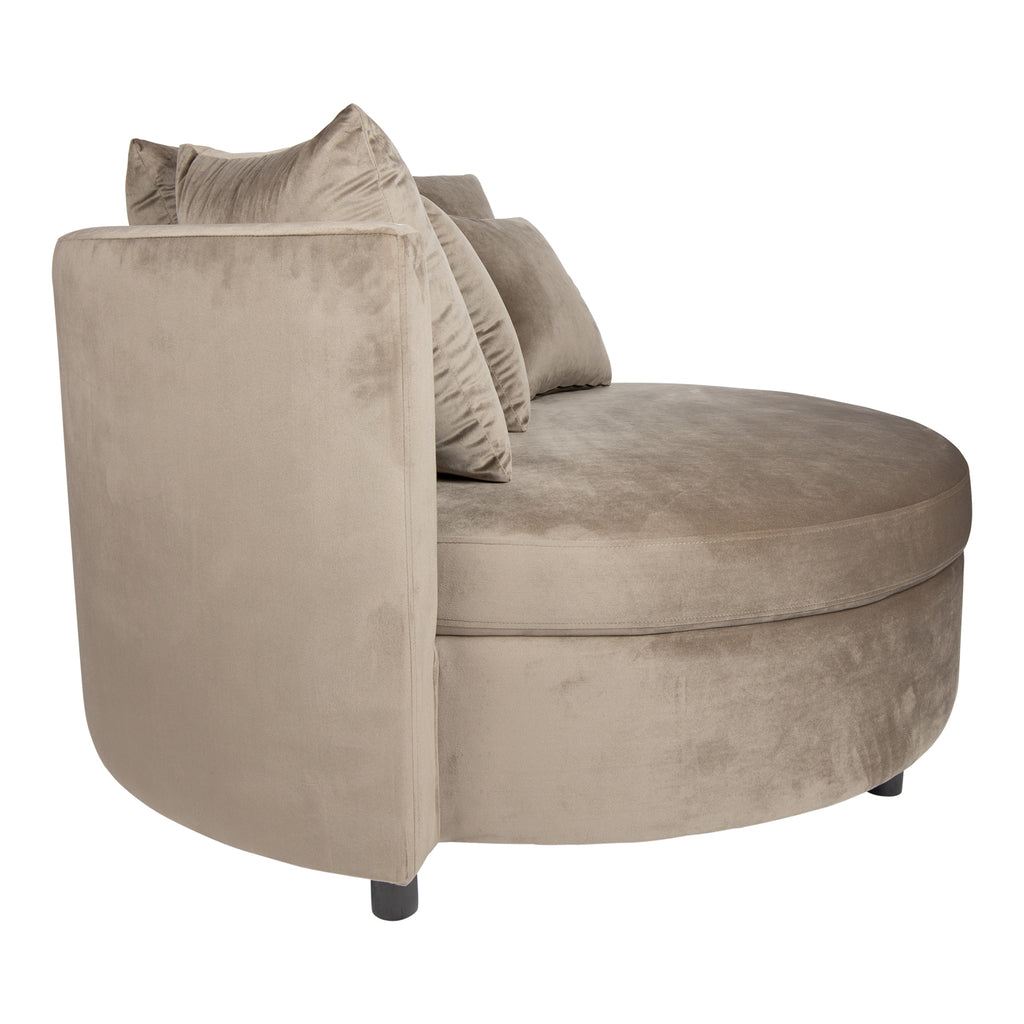 livinglovely.nl - Fayen Fauteuil - Ø121x68cm - Velvet - Zand PTMD - Fauteuil - PTMD - livinglovely.nl