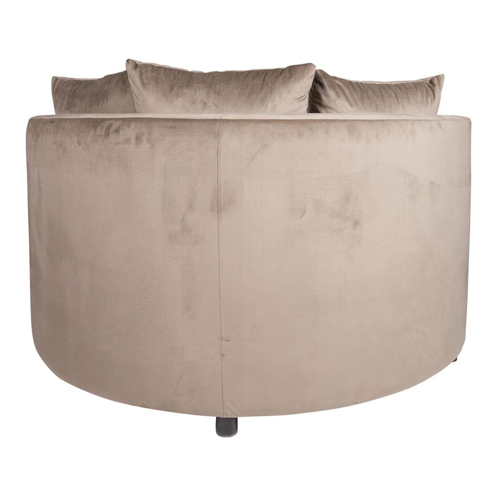 livinglovely.nl - Fayen Fauteuil - Ø121x68cm - Velvet - Zand PTMD - Fauteuil - PTMD - livinglovely.nl