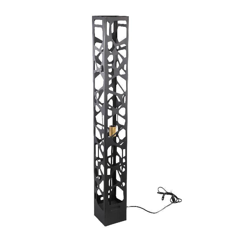 livinglovely.nl - Ferdin Black metal floor lamp shaped holes PTMD - Vloerlamp - PTMD - livinglovely.nl