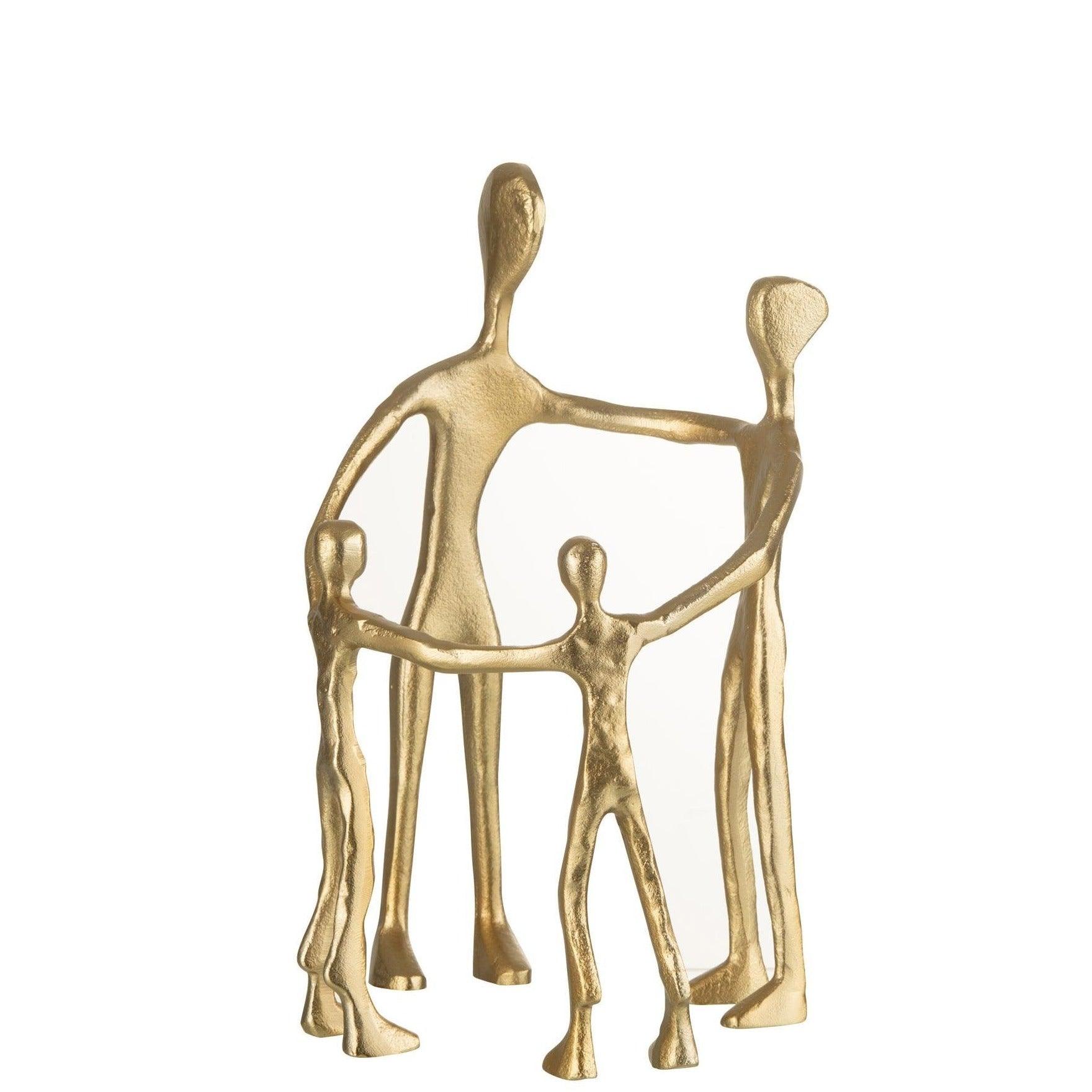 livinglovely.nl - Figuur Familie Kring Aluminium Goud - Beeld - J-Line - livinglovely.nl