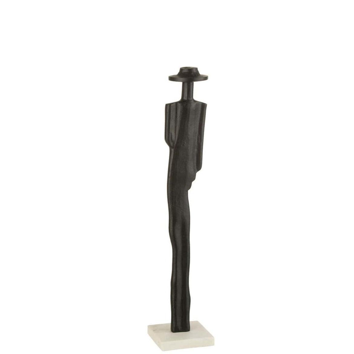 livinglovely.nl - Figuur Persoon Aluminium/Marmer Zwart/Wit Small - Beeld - J-Line - livinglovely.nl